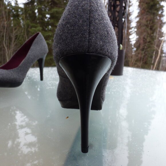 CHRISTIAN SIRIANO GREY FELT LIKE FEELING HIGH HEELS GOTH WEDDING CLUB PARTY 9 - Picture 7 of 14